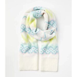 Ann Taylor LOFT Fair Isle Winter Scarf Pastel Multicolor‎ Rectangle 12 x 74 NEW